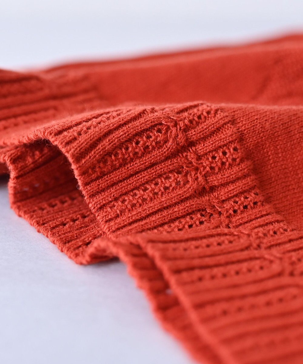 muuc 〈細番手の高級綿糸コットンコーマ糸〉〈洗練された繊維の滑らかな肌触り〉〈お家で洗えるニット〉模様編み ポピーの花リンクス編み ノースリーブブルオーバー 