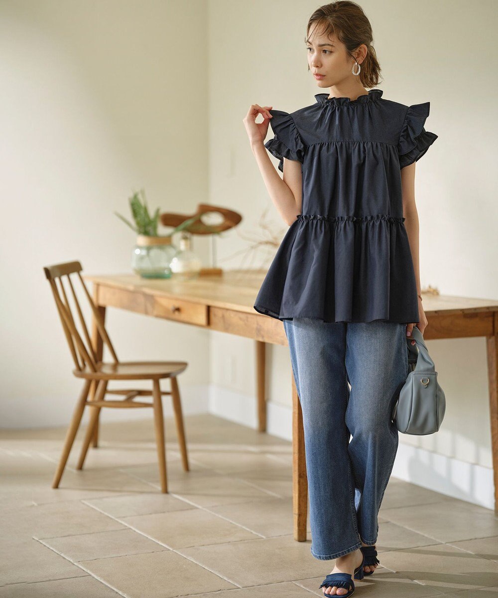 組曲 【WEB限定】ナイロンレーヨン チュニック ブラウス 