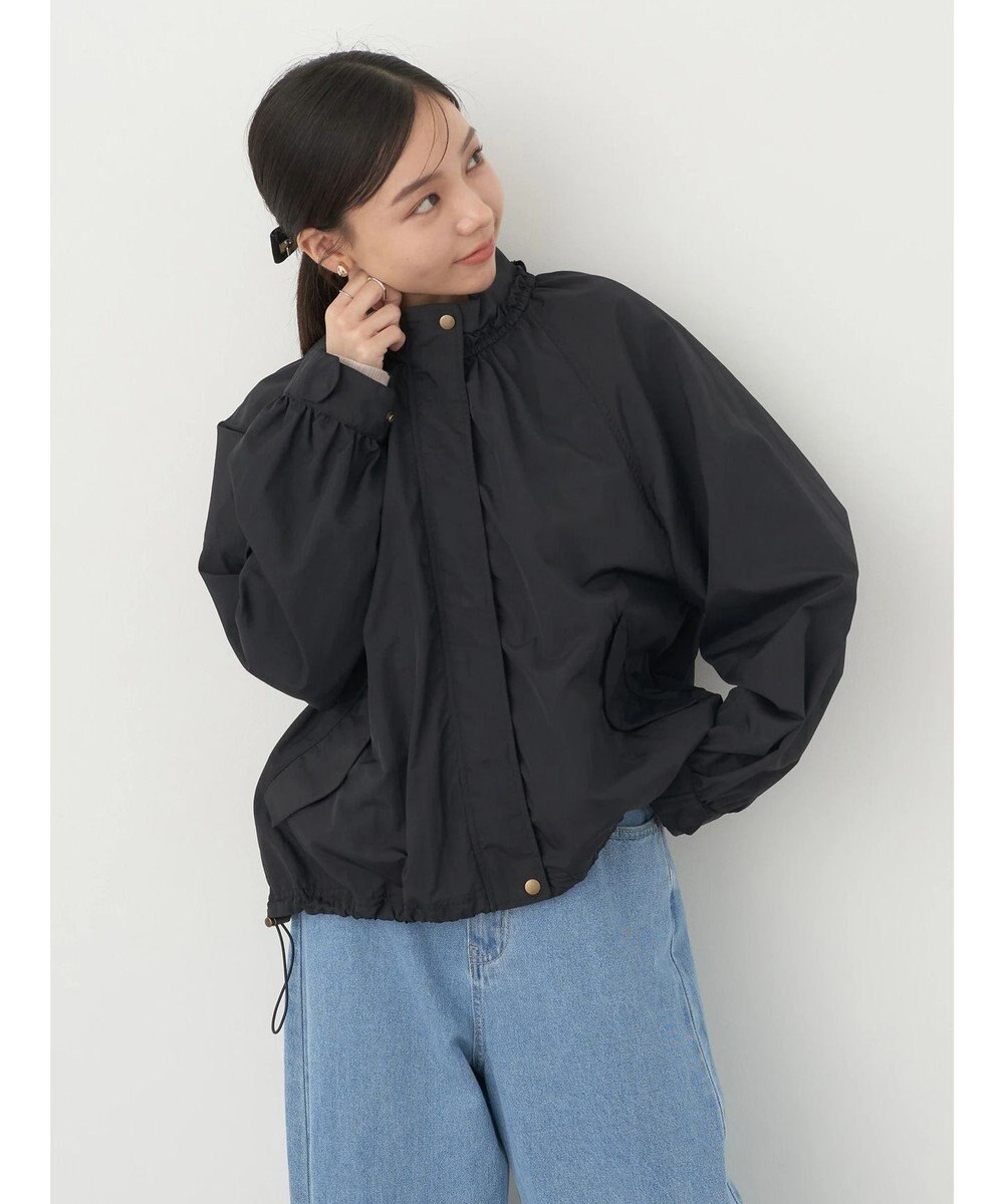 earth music&ecology スタンドフリルミリタリーブルゾン 
