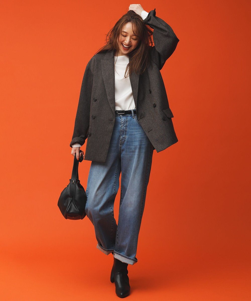 ANY 【洗濯機可/ウエストゴム/ストレッチ】ワイドデニムパンツ 