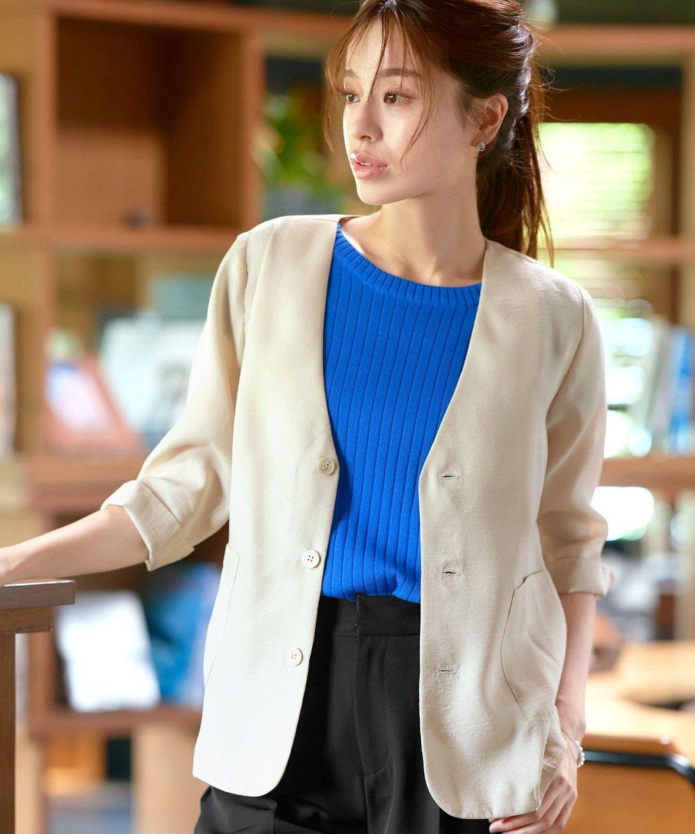 Tiaclasse 【洗える】 シアーカラーレスジャケット 