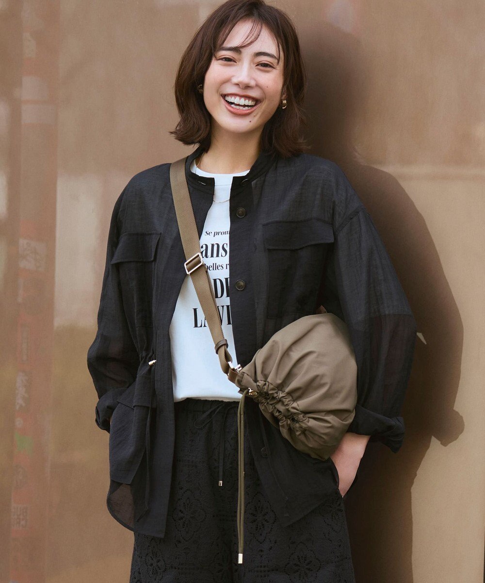 23区 【見上愛さん着用】リネンミックスシアースラブ ミリタリー シャツジャケット 