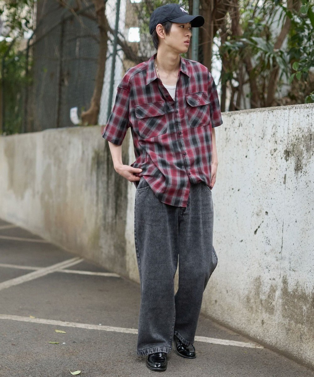 WEGO タックワイドストレートデニム 