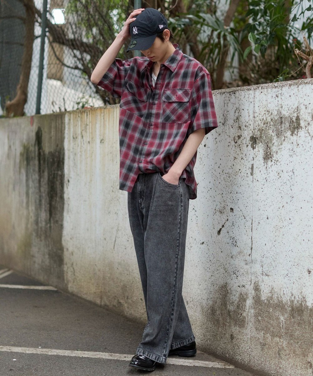 WEGO タックワイドストレートデニム 