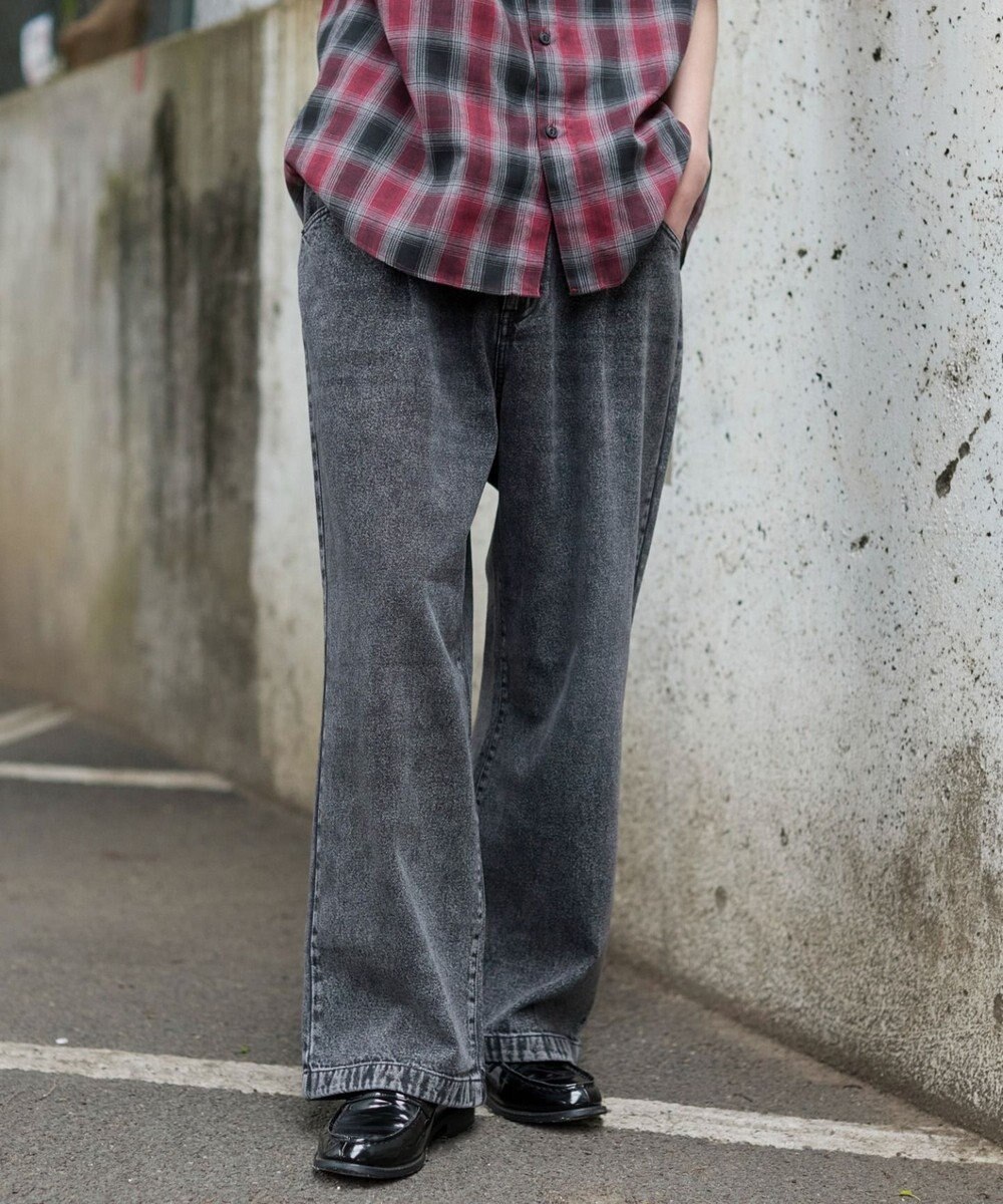 WEGO タックワイドストレートデニム 