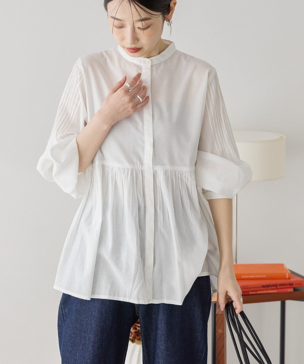 AMERICAN HOLIC バンドカラーピンタックブラウス 