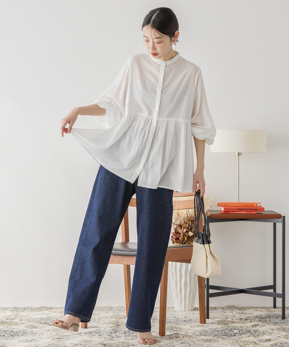 AMERICAN HOLIC バンドカラーピンタックブラウス 