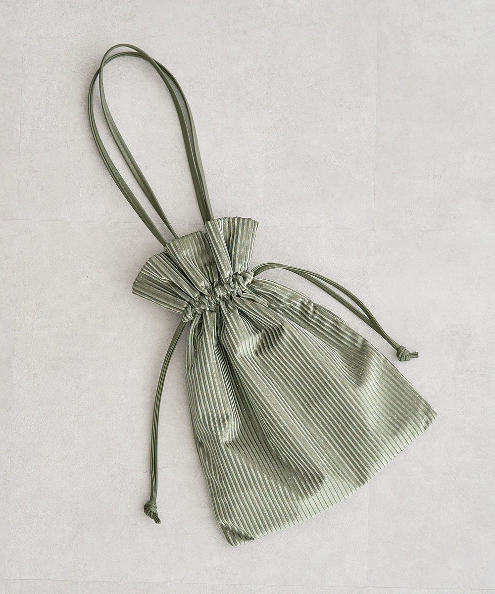 Green Parks ａｎｄｍｉｋｋａ．ラメベロアプリーツ巾着バッグ 