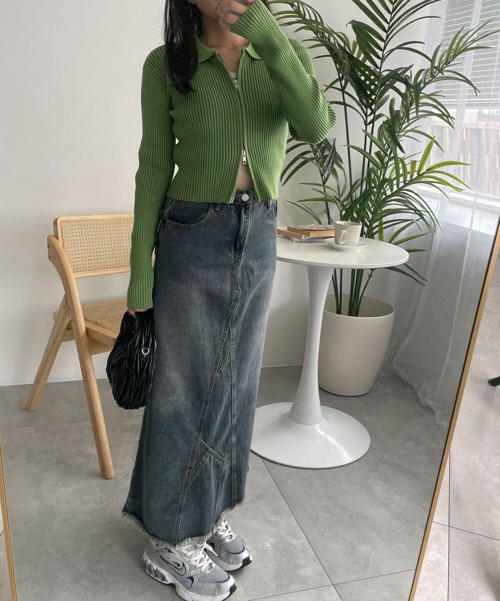 WEGO Wジップコンパクトニットカーデ 