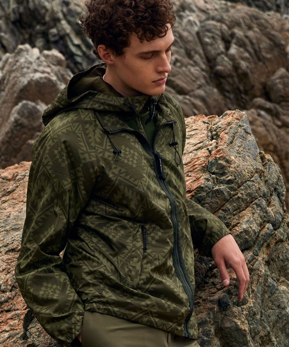 JOSEPH ABBOUD MOUNTAIN 【UNISEX】ポケッタブル ネイティブモチーフリップブルゾン 