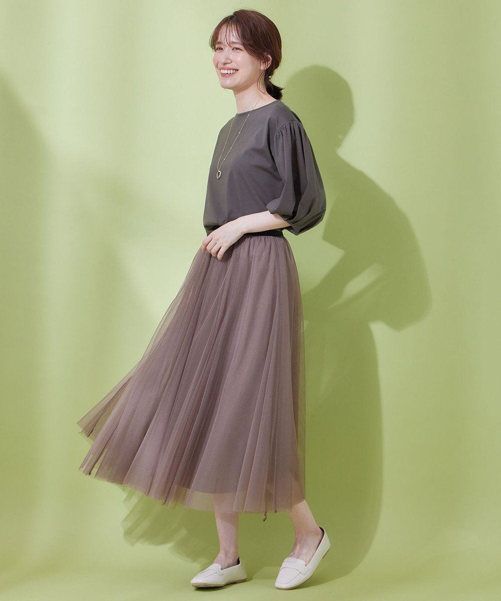 ANY L 【ウエストゴム】チュールフレアースカート 