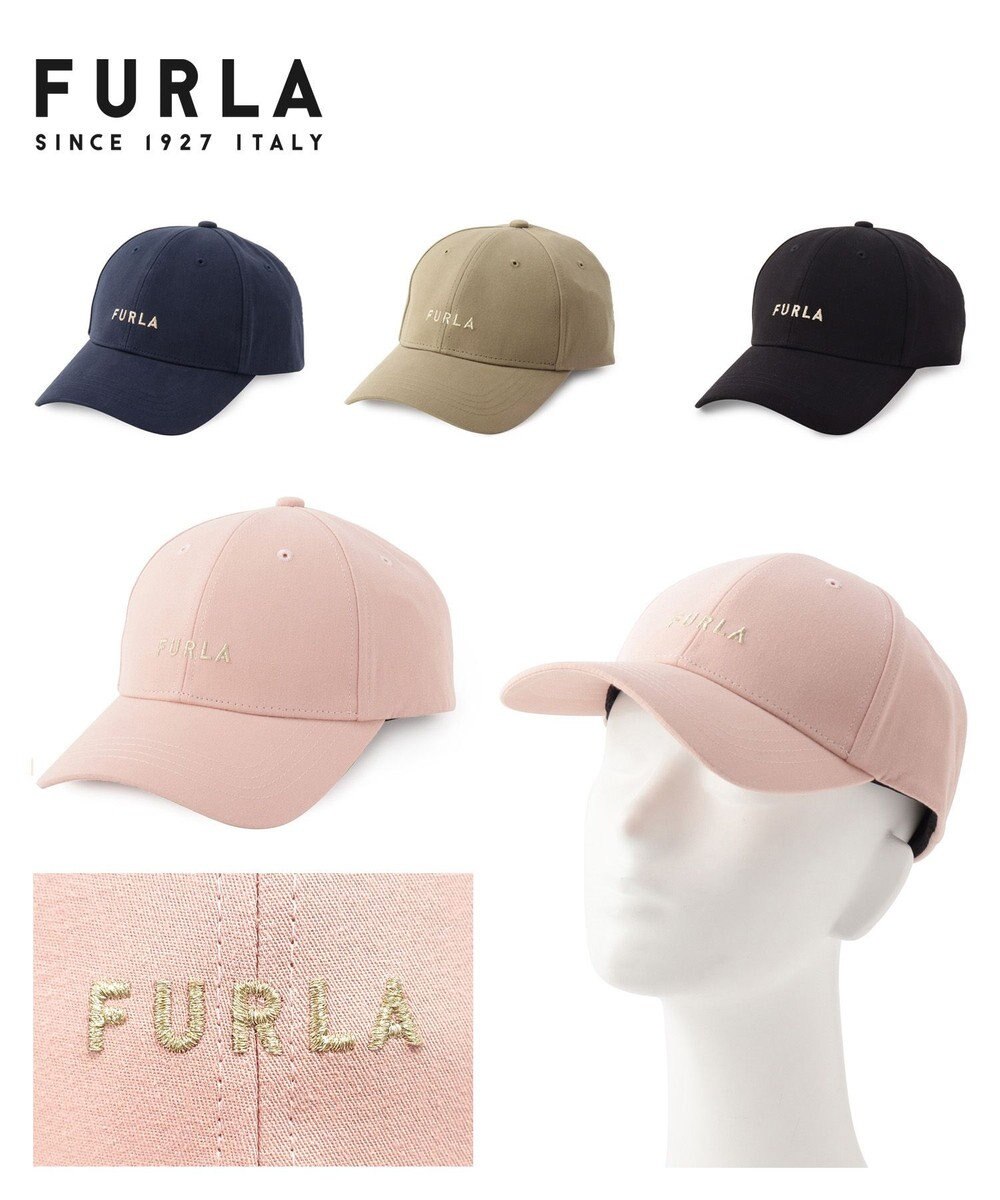 MOONBAT 【帽子】フルラ (FURLA) フロントロゴ刺繍キャップ ピンク