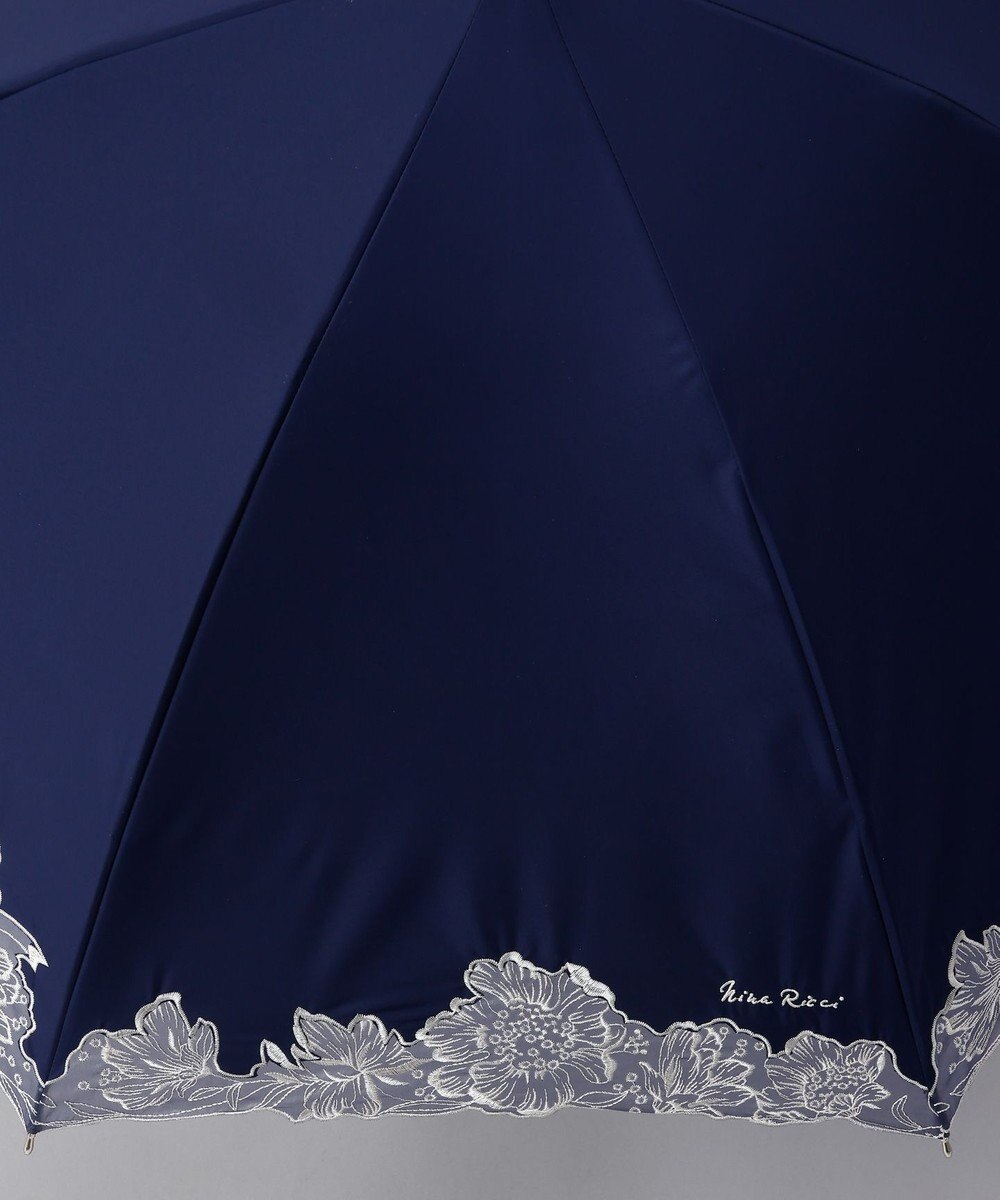 AURORA NINA RICCI （ニナリッチ)  刺しゅうオーガンジー掛け合わせ晴雨兼用パラソル（2段スライドショート傘） 