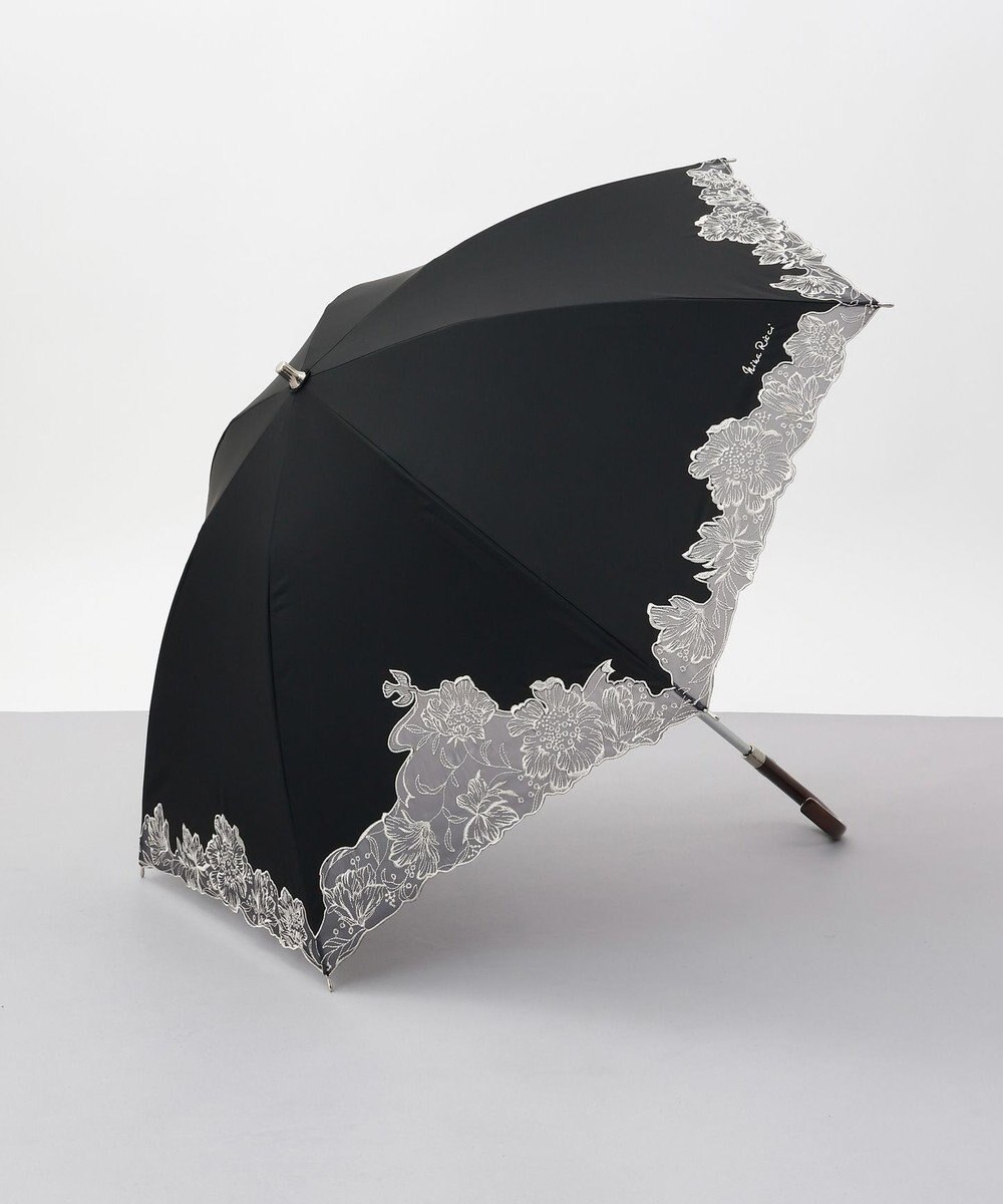 AURORA NINA RICCI （ニナリッチ)  刺しゅうオーガンジー掛け合わせ晴雨兼用パラソル（2段スライドショート傘） 