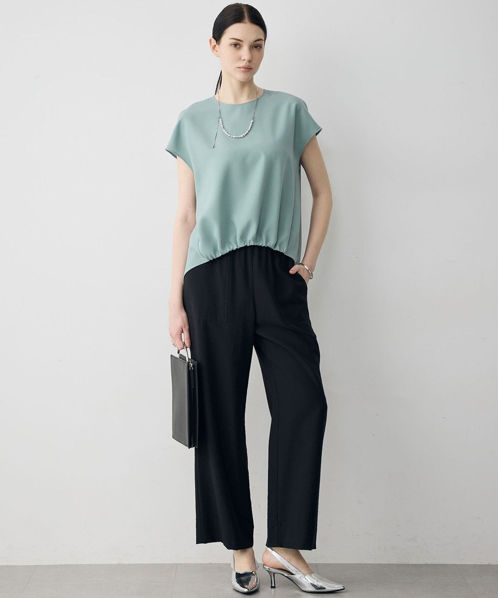 ICB 【先行予約】 FluidBackSatin フレンチスリーブブラウス 