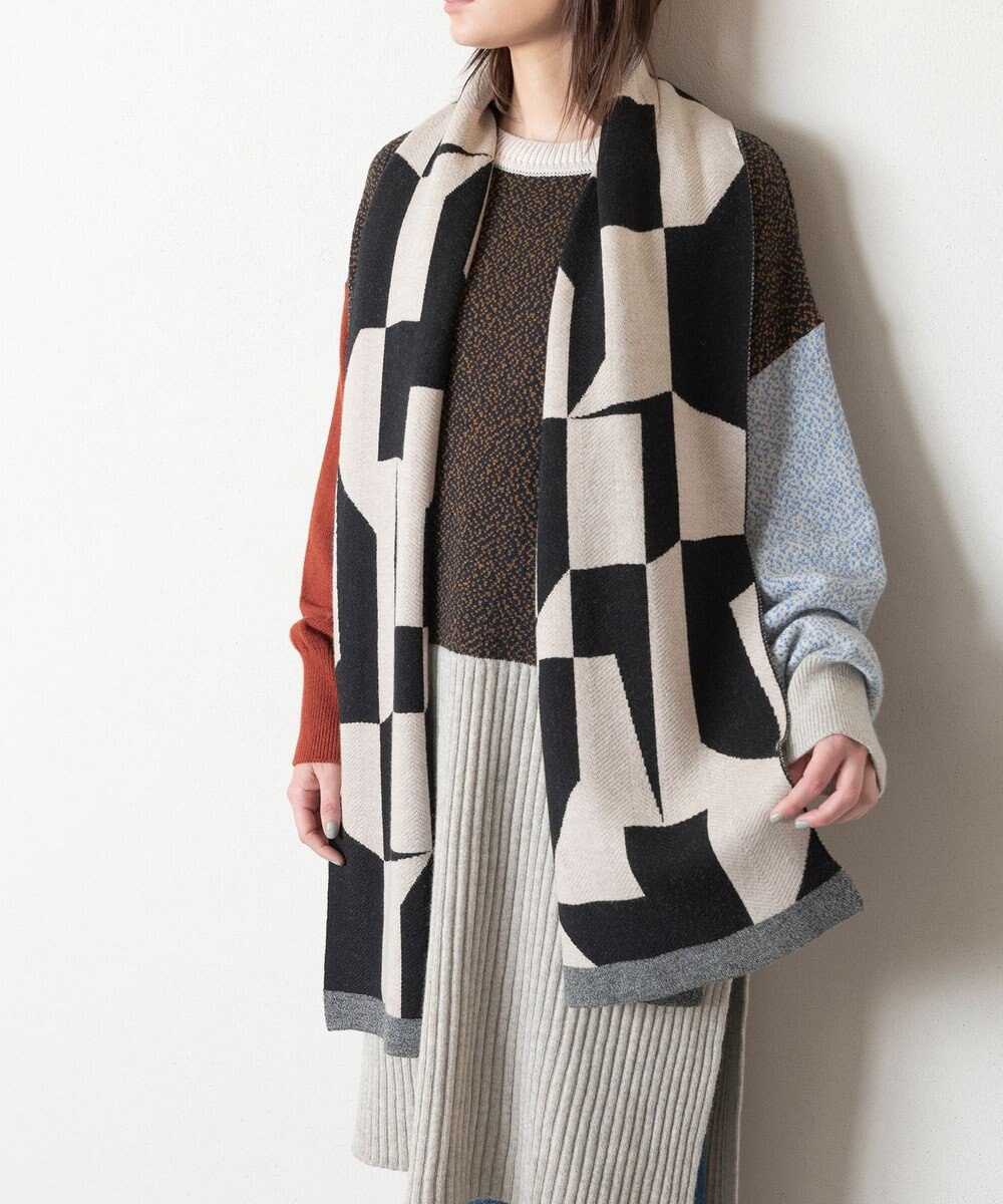 TRICOTE GEOMETRIC HERRINGBONE REBERSIBLE SCARF / キカヘリンボーンリバーマフラー 