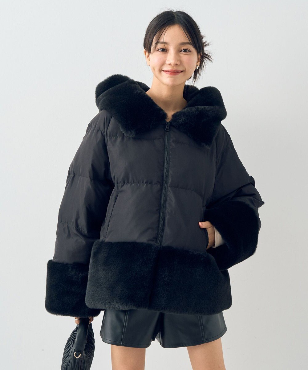 earth music&ecology フードファー中綿ショートコート 