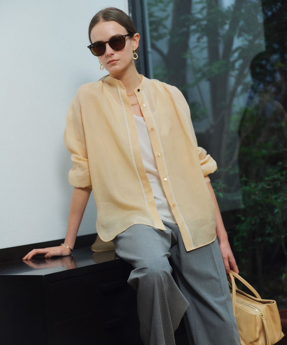 BEIGE， PAULINE / リネンヴィスコースレースブラウス 