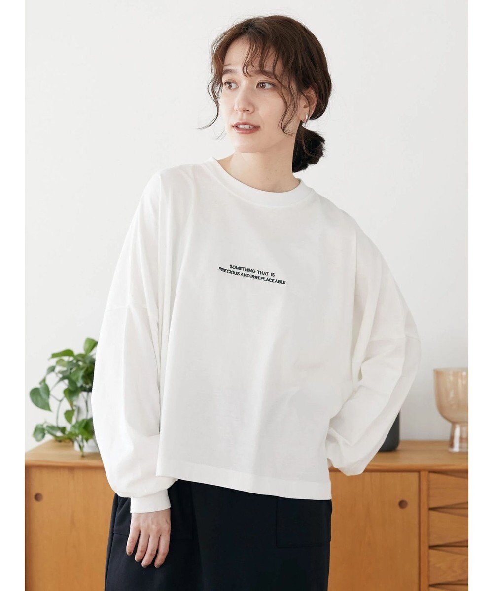 Green Parks ショート丈刺繍ロゴロンＴＥＥ Off White