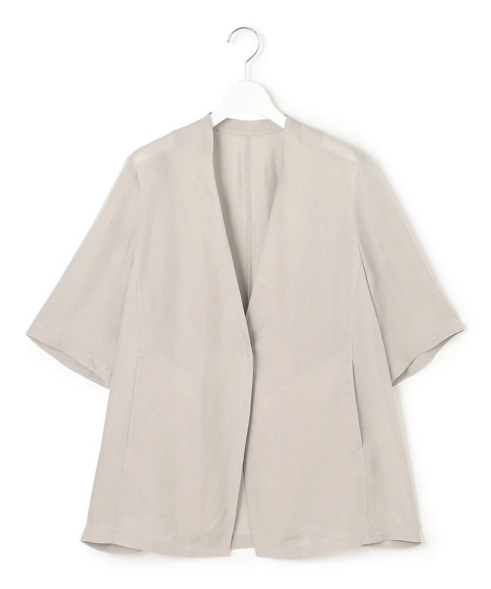 23区 L 【接触冷感性/洗える】フィブリルツイル ハーフスリーブ ジャケット 