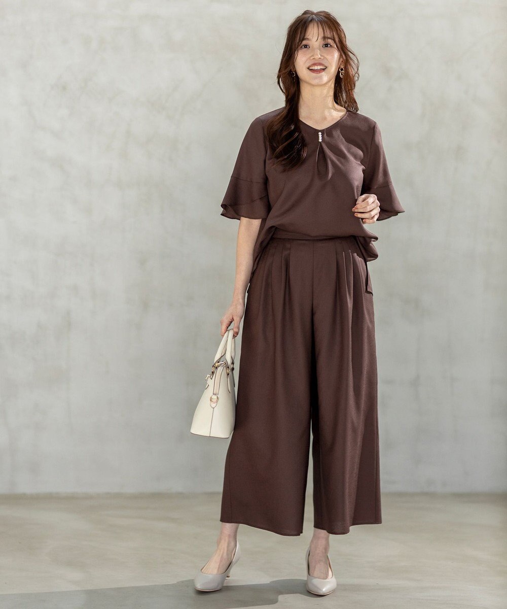 ANY SIS S 【接触冷感・UVカット・速乾】スムージーポリエステル フレアスリーブ ブラウス 