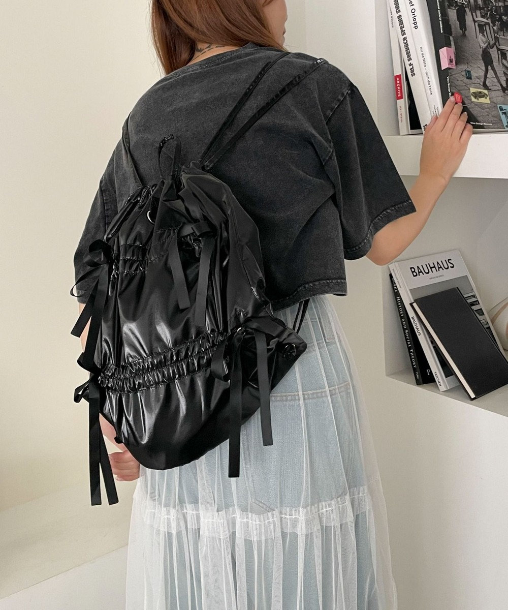 WEGO ドロストリボンギャザーナップサック 