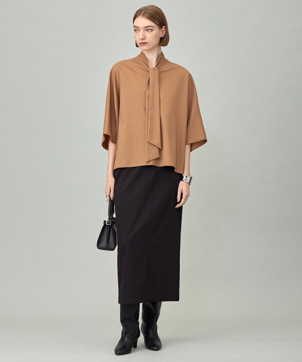 ICB L 【洗える】T/Wブロード ボウタイブラウス 