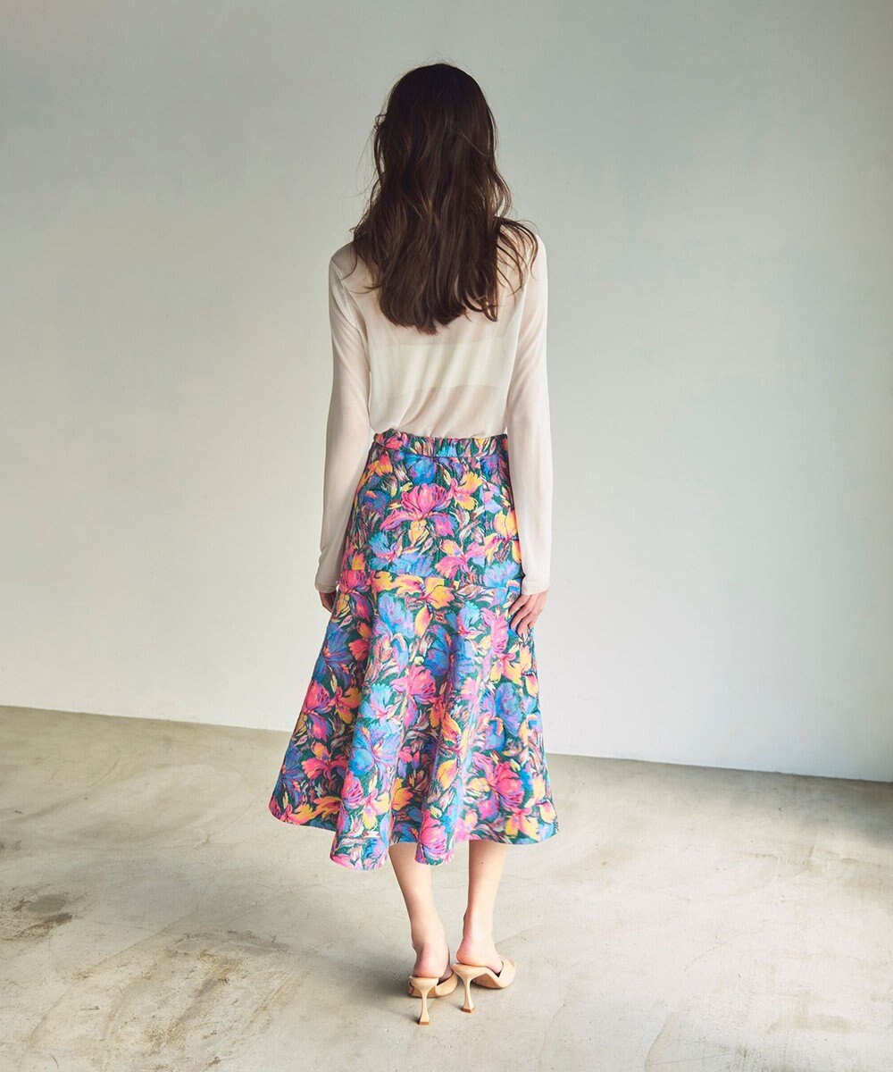GRACE CONTINENTAL フラワージャガードフレアスカート 