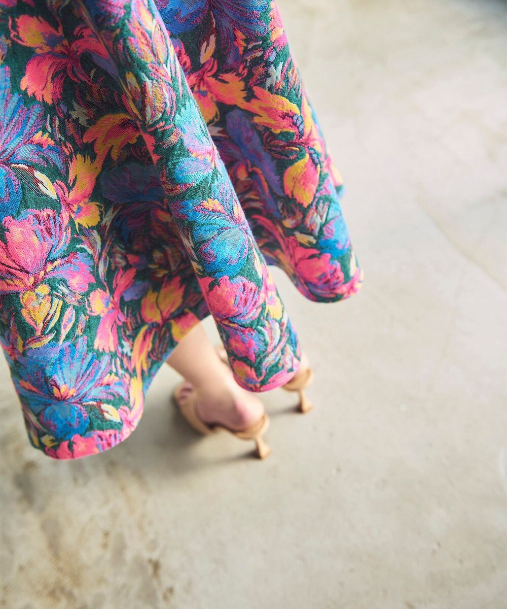 GRACE CONTINENTAL フラワージャガードフレアスカート 