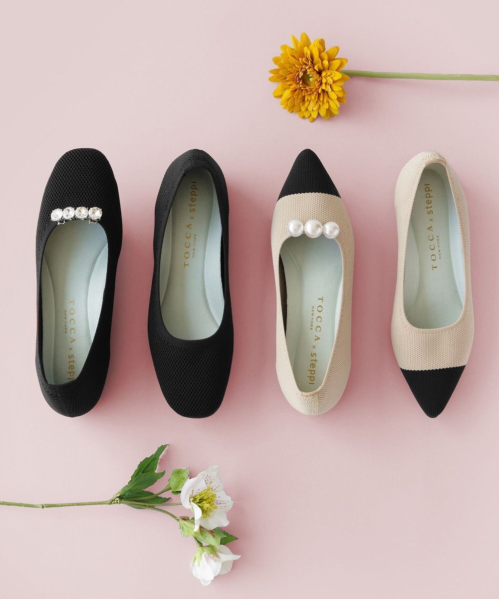 TOCCA 【軽量・撥水・お洗濯可・選べるシュークリップ】steppi×TOCCA BICOLOR POINTED PUMPS パンプス 