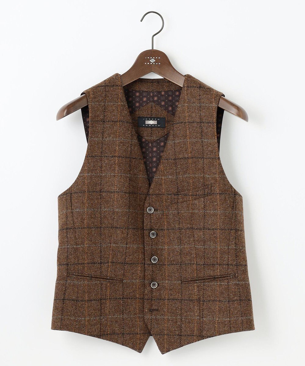 JOSEPH ABBOUD 【ツィード/UKファブリック】ツイード  ウィンドーペン ベスト 