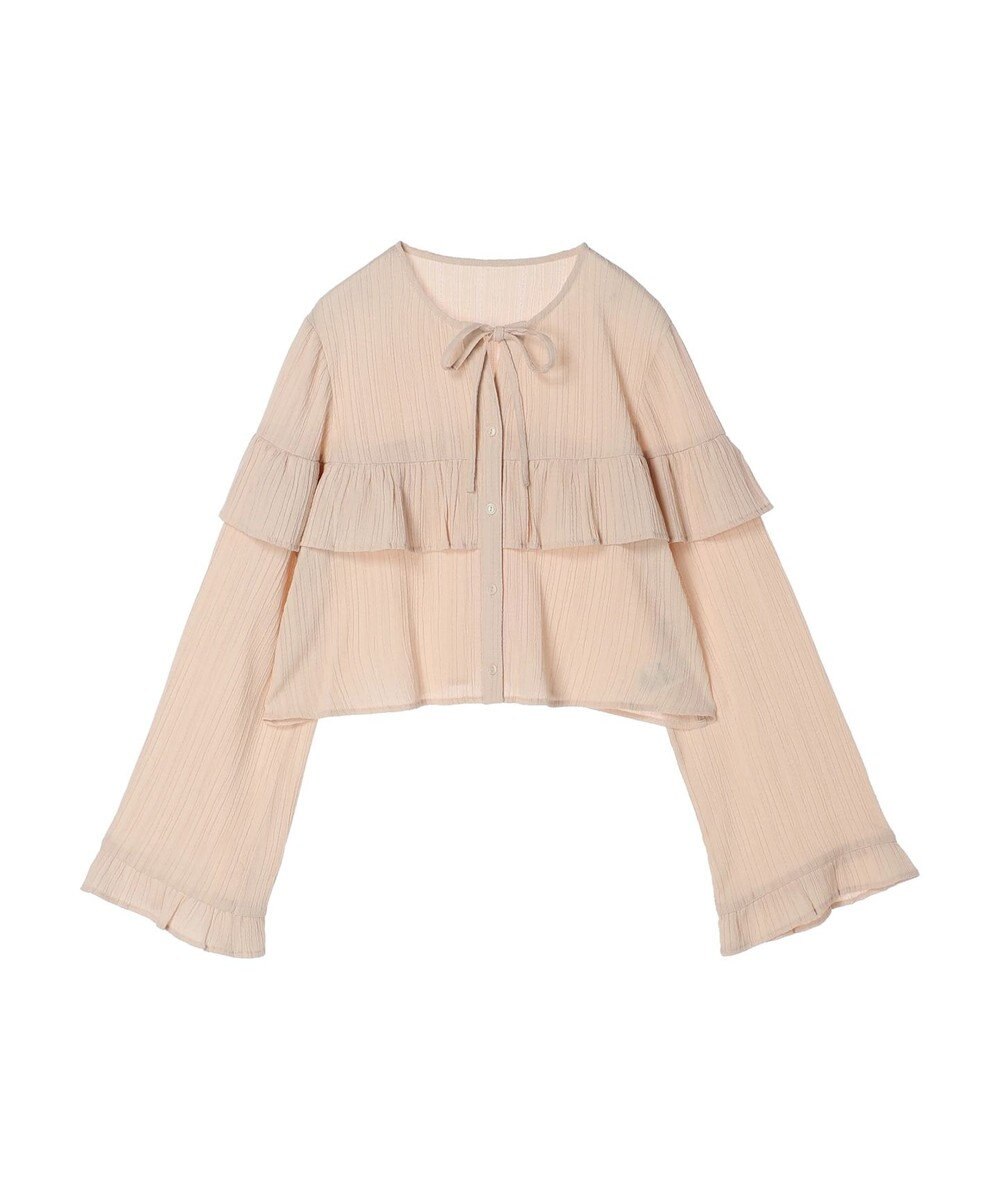 earth music&ecology フリル切替えショートブラウス 