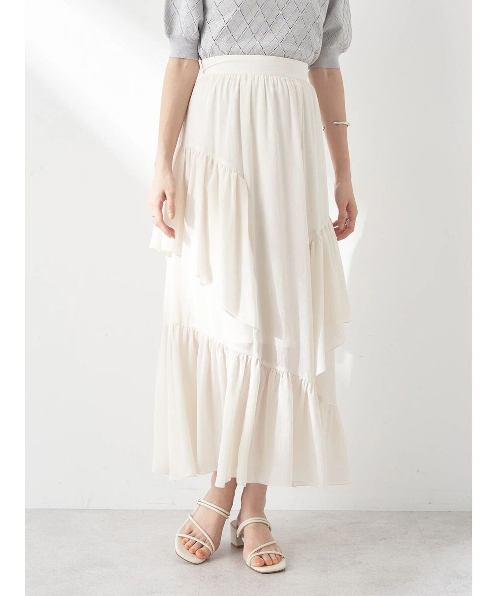 earth music&ecology シアー楊柳アシメティアードスカート 