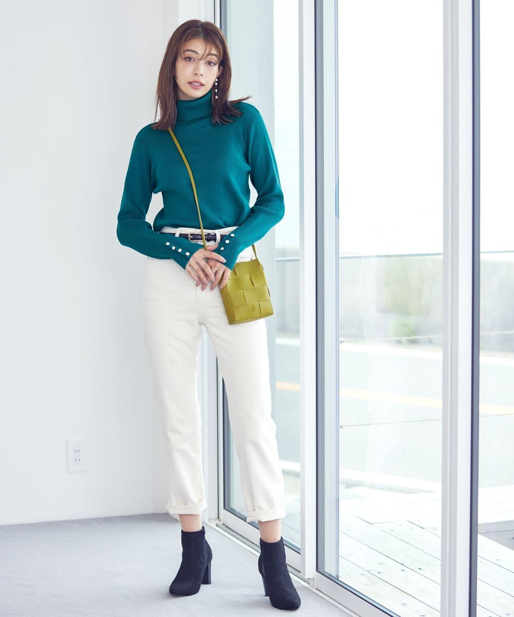 Tiaclasse 【洗える】タートルボタンニットトップス 