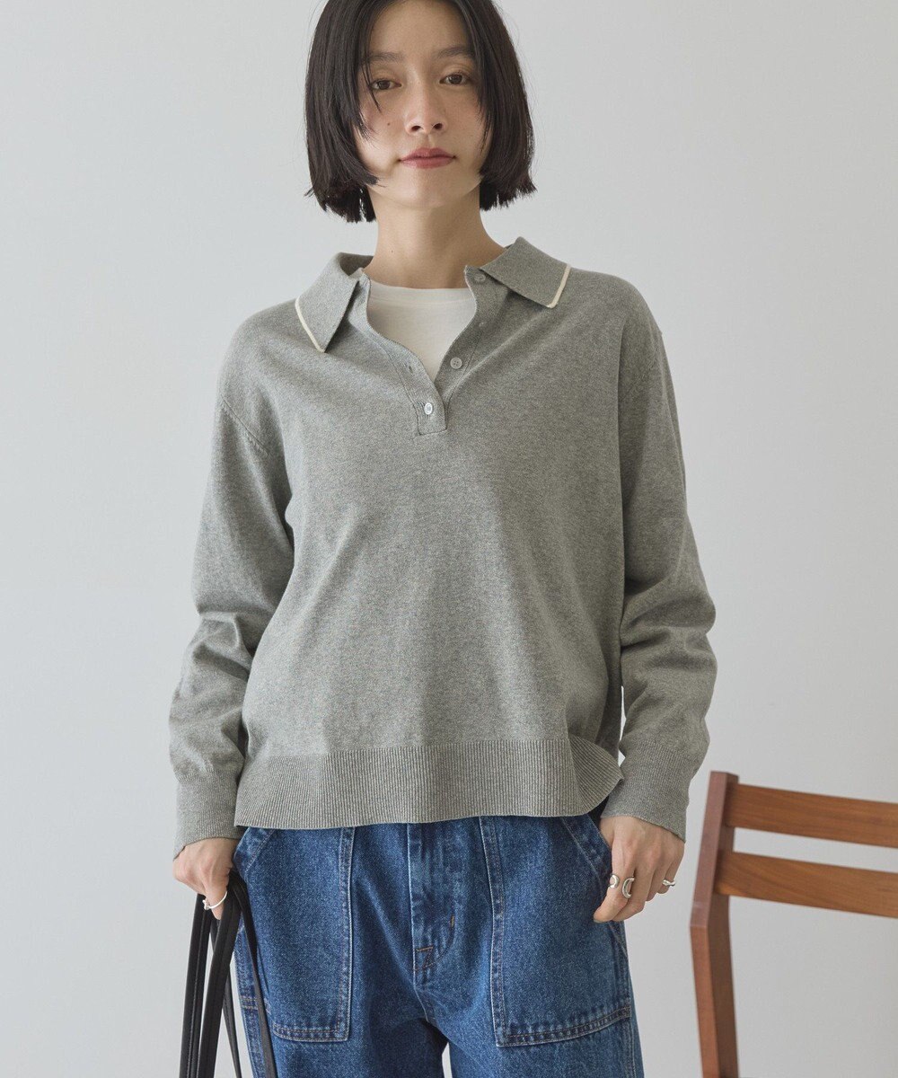 AMERICAN HOLIC 配色ラインニットポロ 