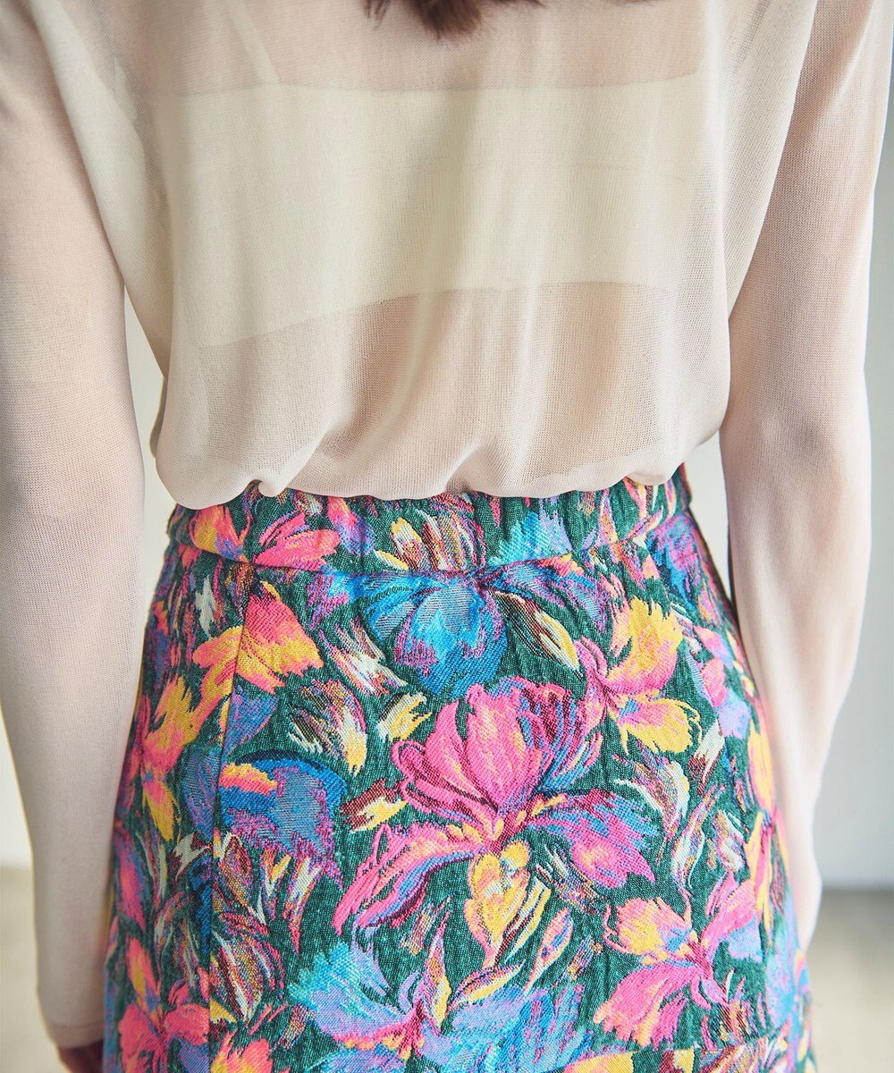 GRACE CONTINENTAL フラワージャガードフレアスカート 