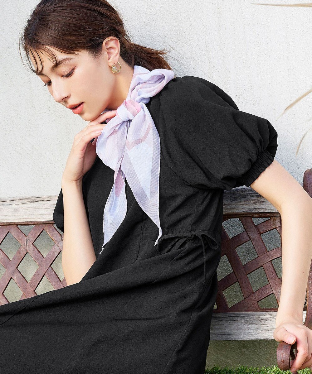 Tiaclasse 【洗える】バルーンスリーブサイドギャザーワンピース 