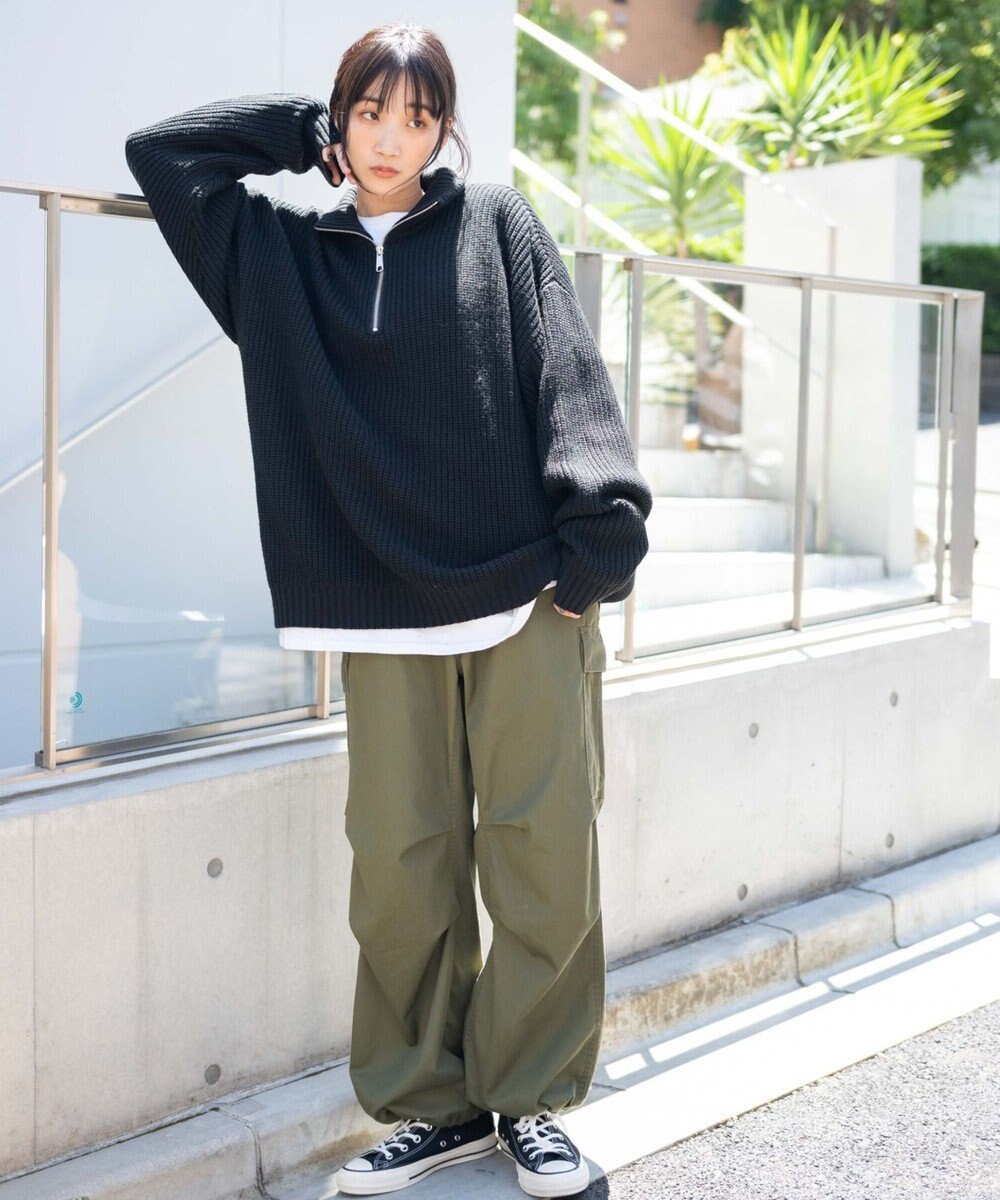 WEGO ルーズフィットハーフZIPプルオーバー 