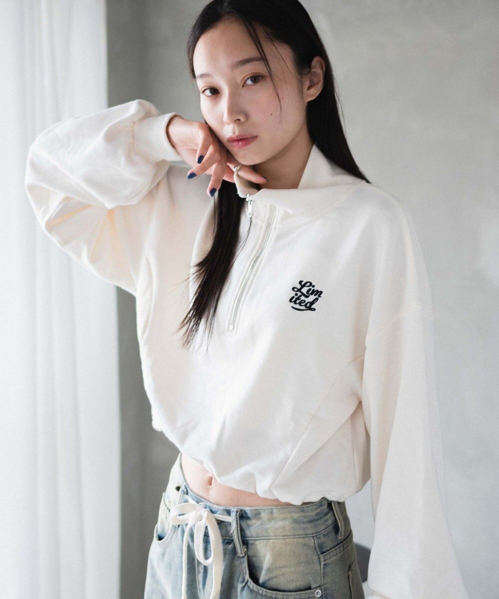 WEGO 【新色追加】ドロストデザインハーフZIPスウェット 