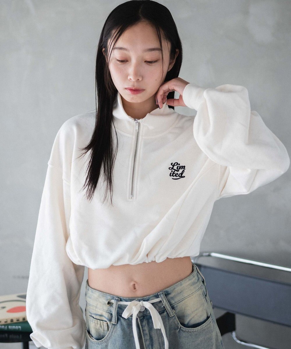 WEGO 【新色追加】ドロストデザインハーフZIPスウェット 