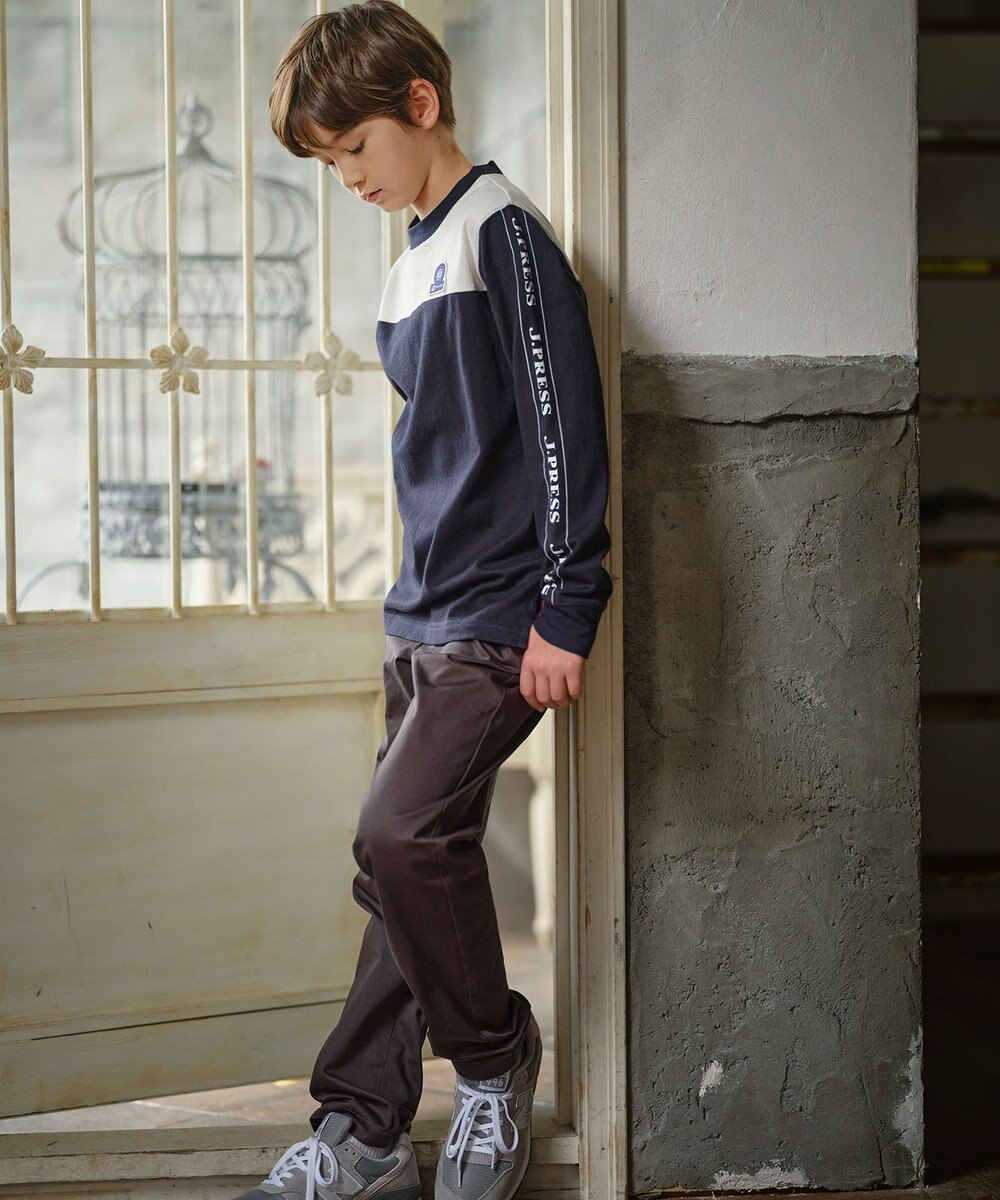 J.PRESS KIDS 【140-170cm】切替×袖プリント 長袖Tシャツ 