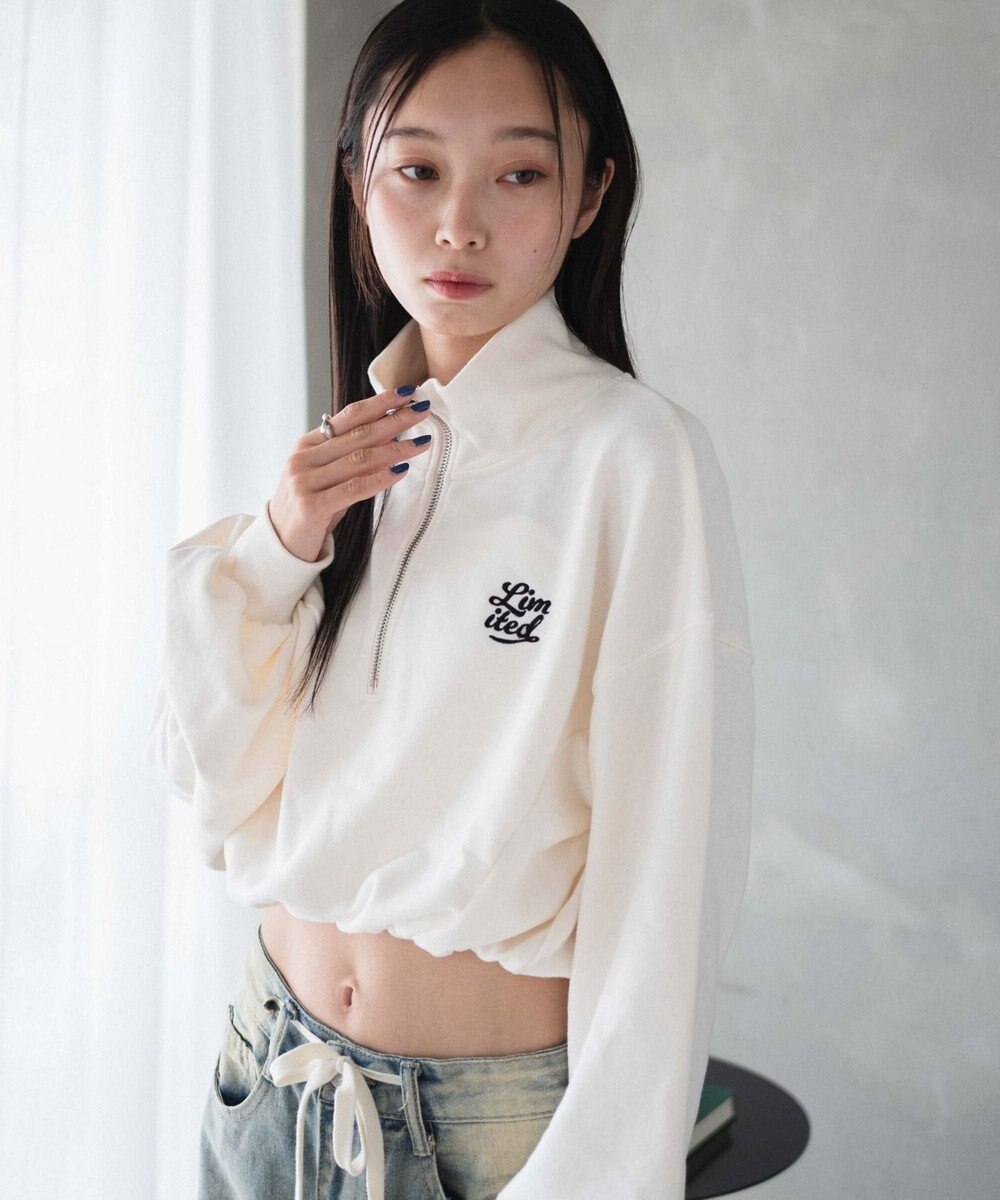 WEGO 【新色追加】ドロストデザインハーフZIPスウェット 