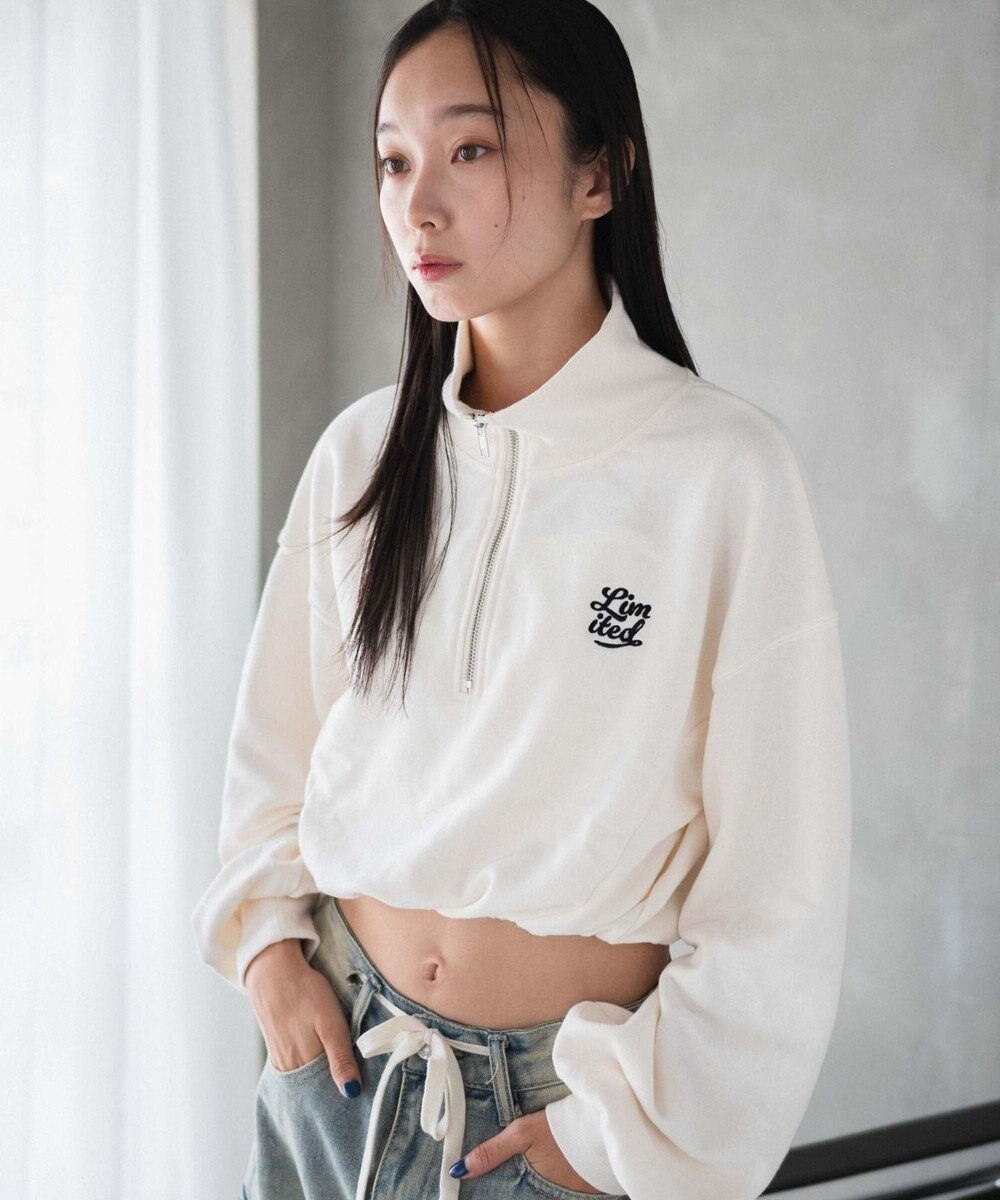 WEGO 【新色追加】ドロストデザインハーフZIPスウェット 