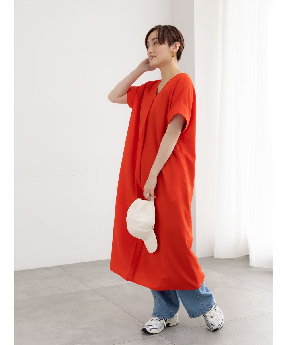 Te chichi 麻調サックワンピース 