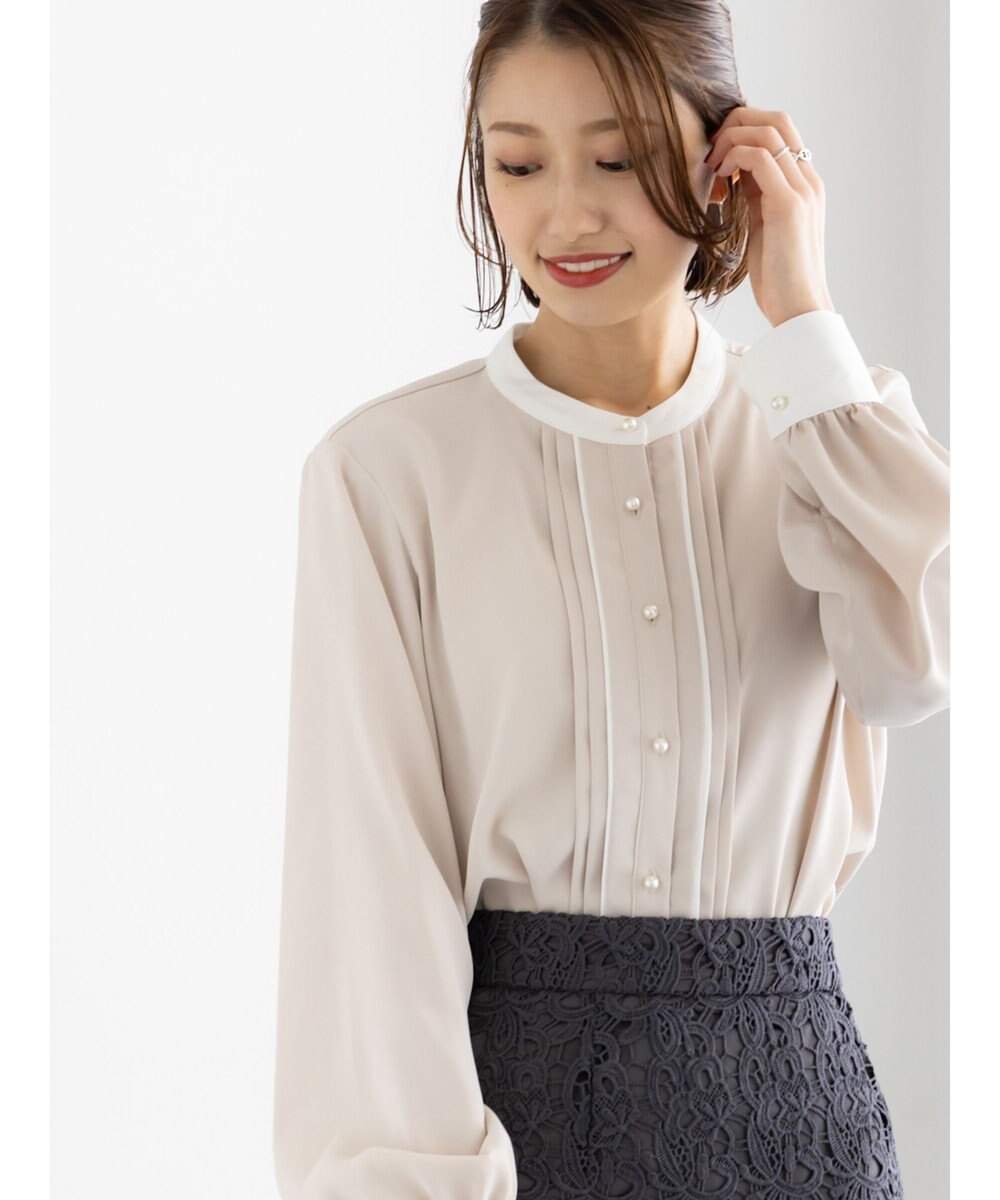 Te chichi パール釦フロントタックブラウス 