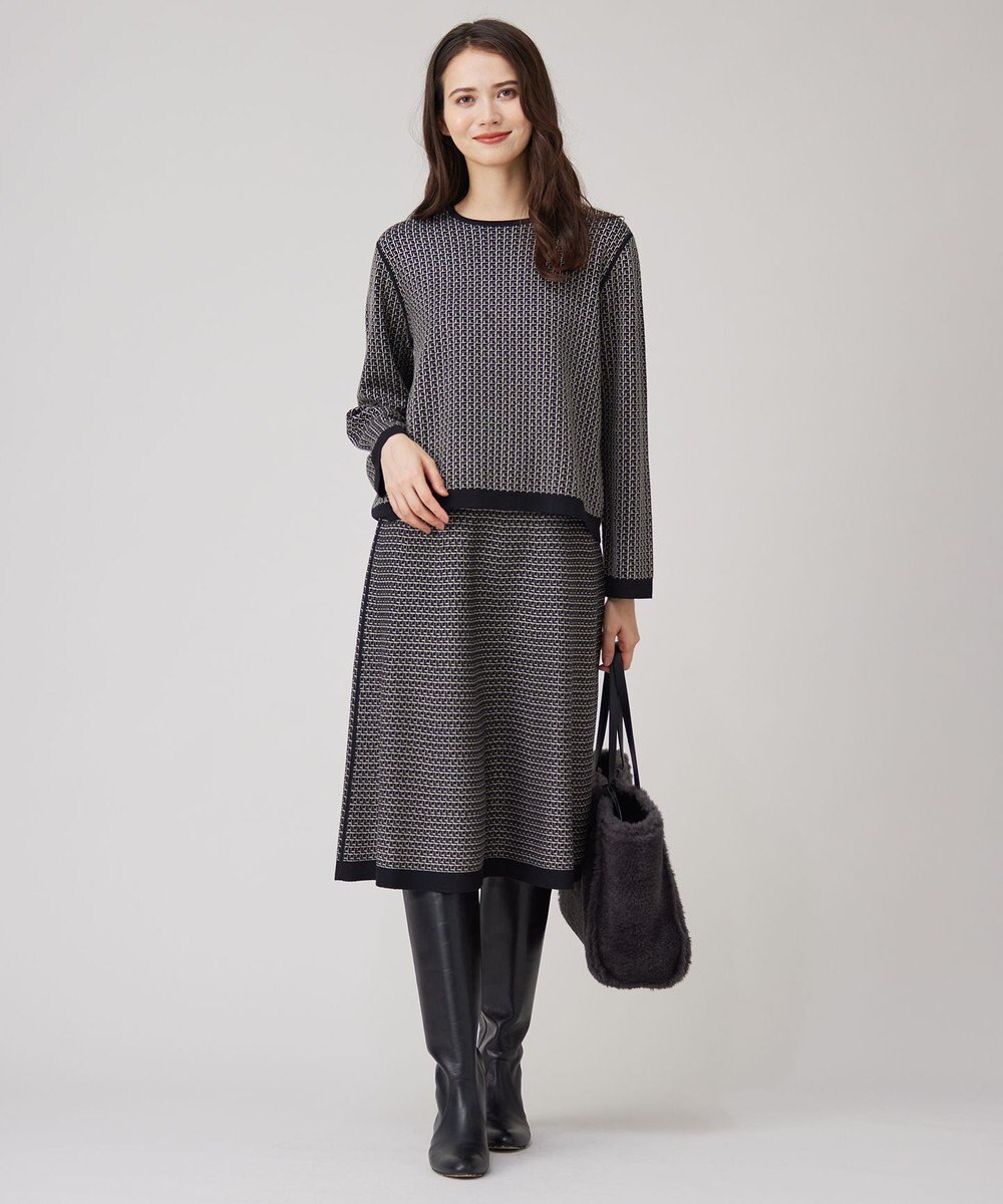 自由区 【WEB限定カラーあり・洗える】リバーシブルニット セットアップ(プルオーバー×フレアスカート) 