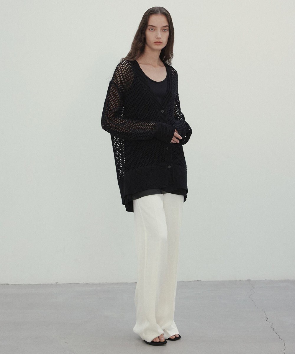 BEIGE， 【洗える】ALOE / コットンメッシュVネックミドル丈カーディガン 