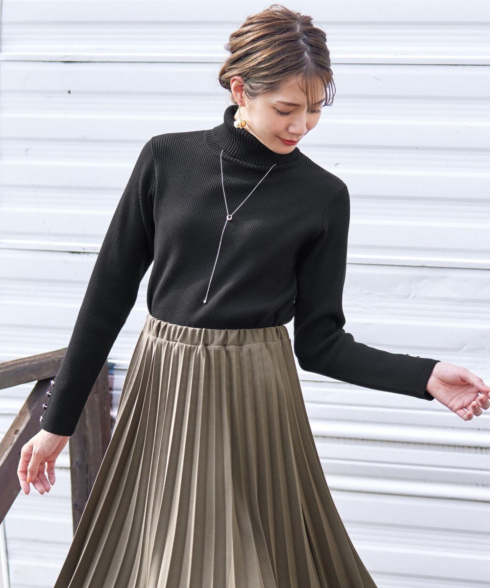 Tiaclasse 【洗える】タートルボタンニットトップス 