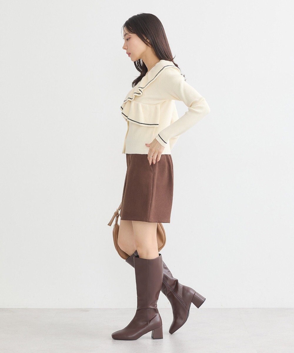 earth music&ecology Ｖネックフリルニットカーディガン 