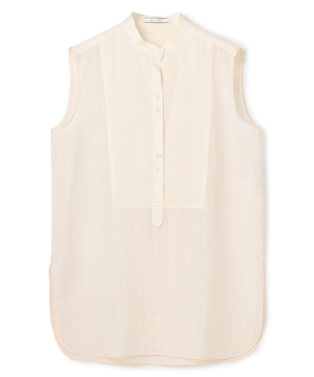 BEIGE， GOSHE / サテン切替 シアースタンドブラウス 